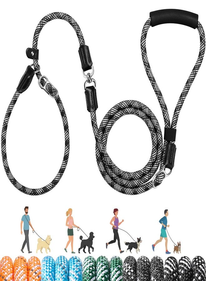 Lukovee Slip Lead Dog Leash, 5-7 FT x 1/2" Adjustable Tangle Free Leash, Heavy Duty Comfortable Reflective No Pull Training Rope Lead with Padded Handle for Medium Large Dogs (Black, L: 5-7 FT) - Image 1